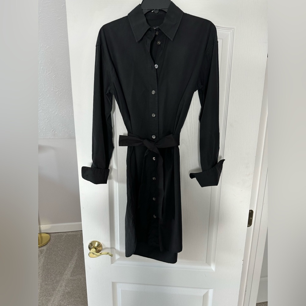 Banana Republic Black Long Sleeve Shirt Dress